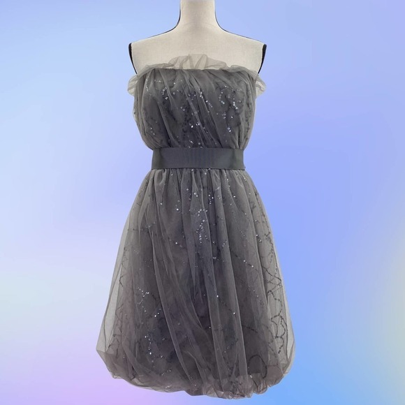 TULLE Dress with Sequin Applique and Bubble Hem - Picture 1 of 12